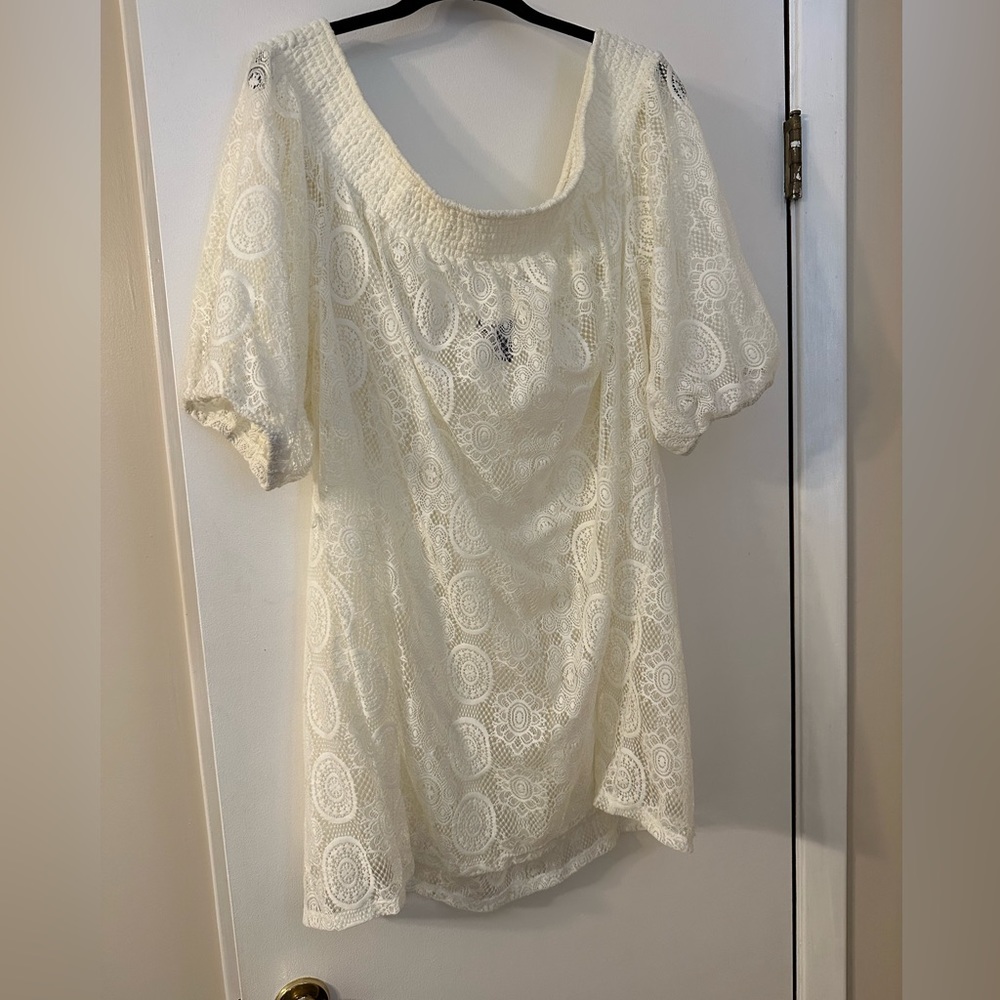 Beautiful off the shoulder cream lace top